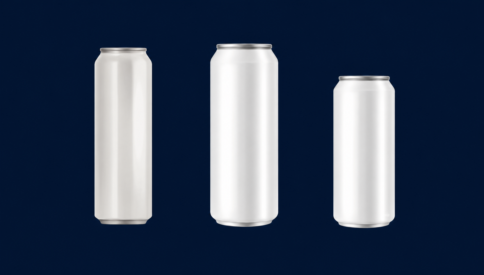 Actual can lineup: 355 mL sleek, 473 mL standard, and 355 mL standard